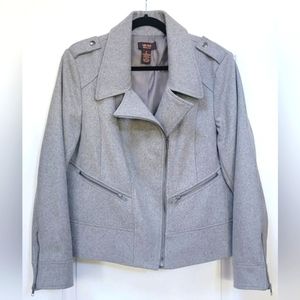 Victor Alfaro Moto Jacket Women's Size 16 Wool Blend Grey Short Coat Lined